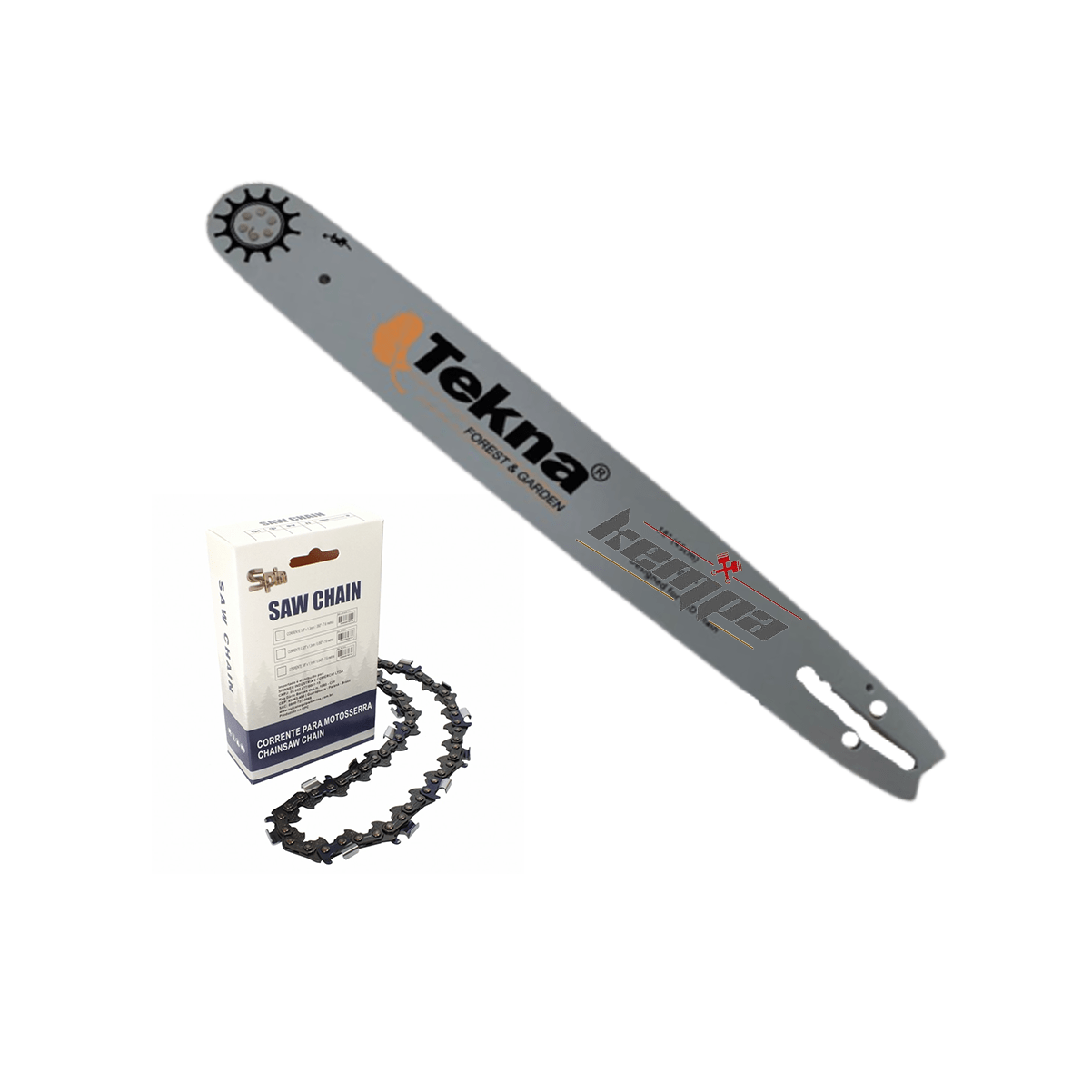Sabre e Corrente 32 Dentes 3/8 Para Motosserras Tekna Cs53 58